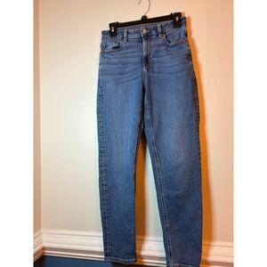 American Eagle Mom Jeans Womens 4 Stretch Medium Wash Blue High Rise Tapered